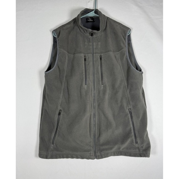 Scottevest Sweater Vest Mens Large Gray Full Zip Fleece Sleeveless Pockets